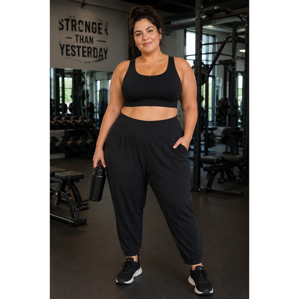 ATHLETA Elation Pant 1X Black Powervita High Rise Pull On Athleisure -2761